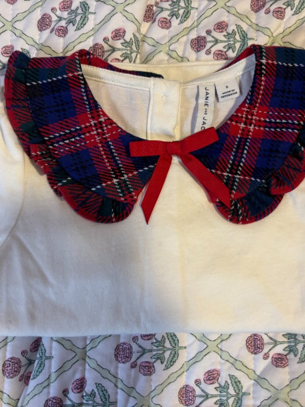 Janie and Jack Tartan Ruffle collar top